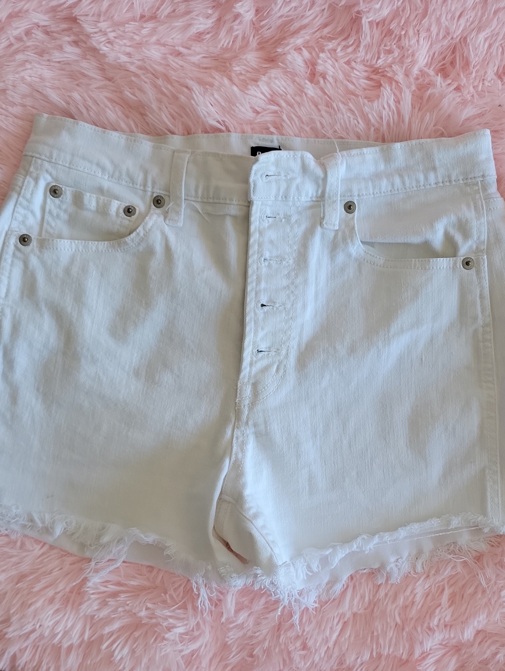 GAP White Denim Cutoff Shorts with Frayed Hem